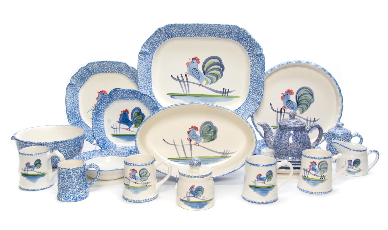 A Los Angeles Pottery Partial Dinner Service Length of tray 16 inches. — RETAILED BY N.S. GUSTIN & CO.