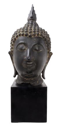 A Large Thai Bronze Buddha Head Height 18 inches.