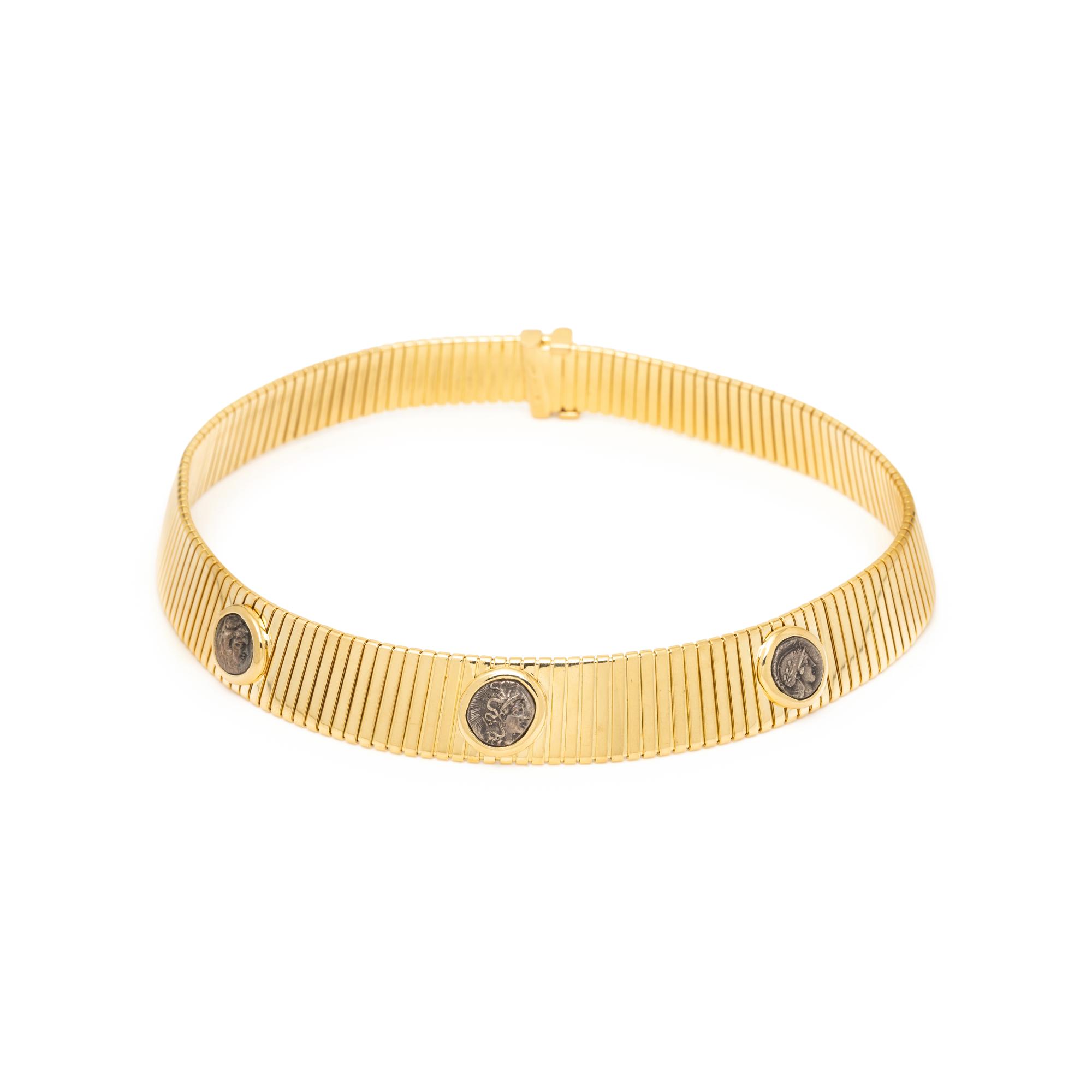 BULGARI, YELLOW GOLD 'MONETE' TUBOGAS CHOKER NECKLACE