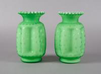 A Pair of Victorian Glass Vases, Height 8 1/4 inches.