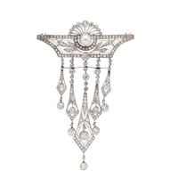 Edwardian, Diamond and Cultured Pearl Brooch