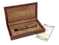A Visconti Alhambra Limited Edition Black Lucite and 18-Karat Gold Limited Edition Fountain Pen