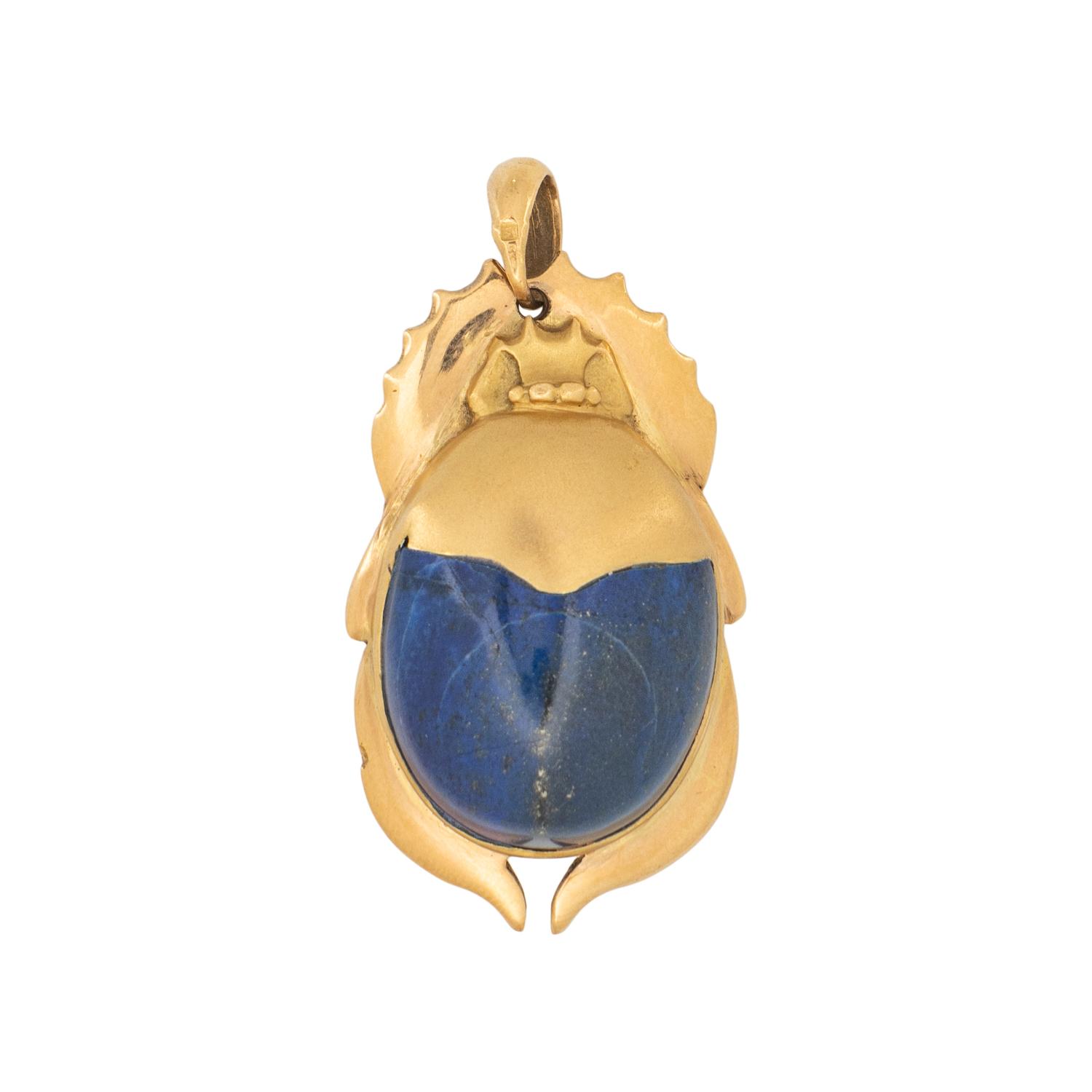 LAPIS LAZULI AND YELLOW GOLD SCARAB PENDANT