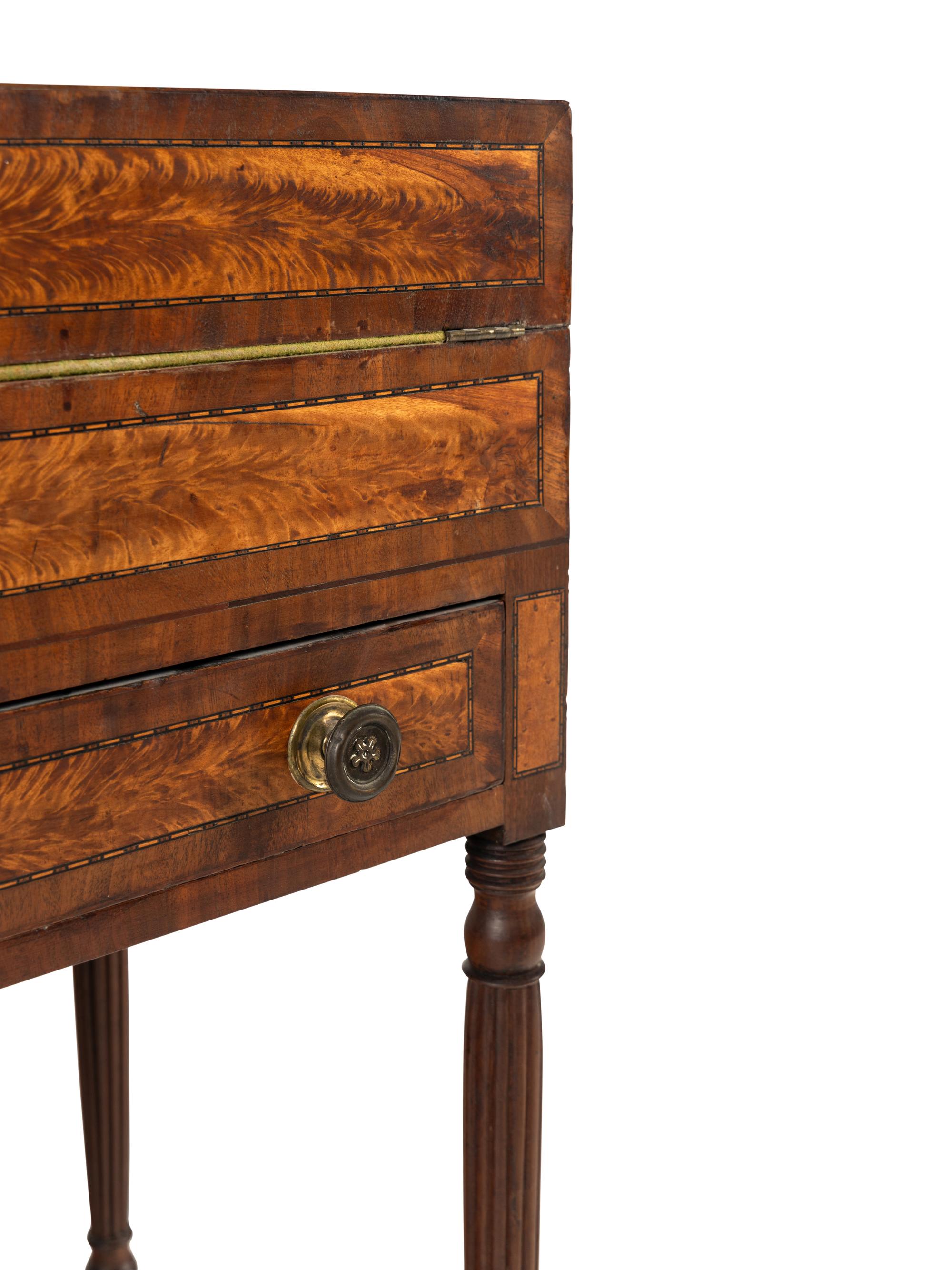 A Late Federal Brass-Mounted Mahogany and Maple Campaign Desk