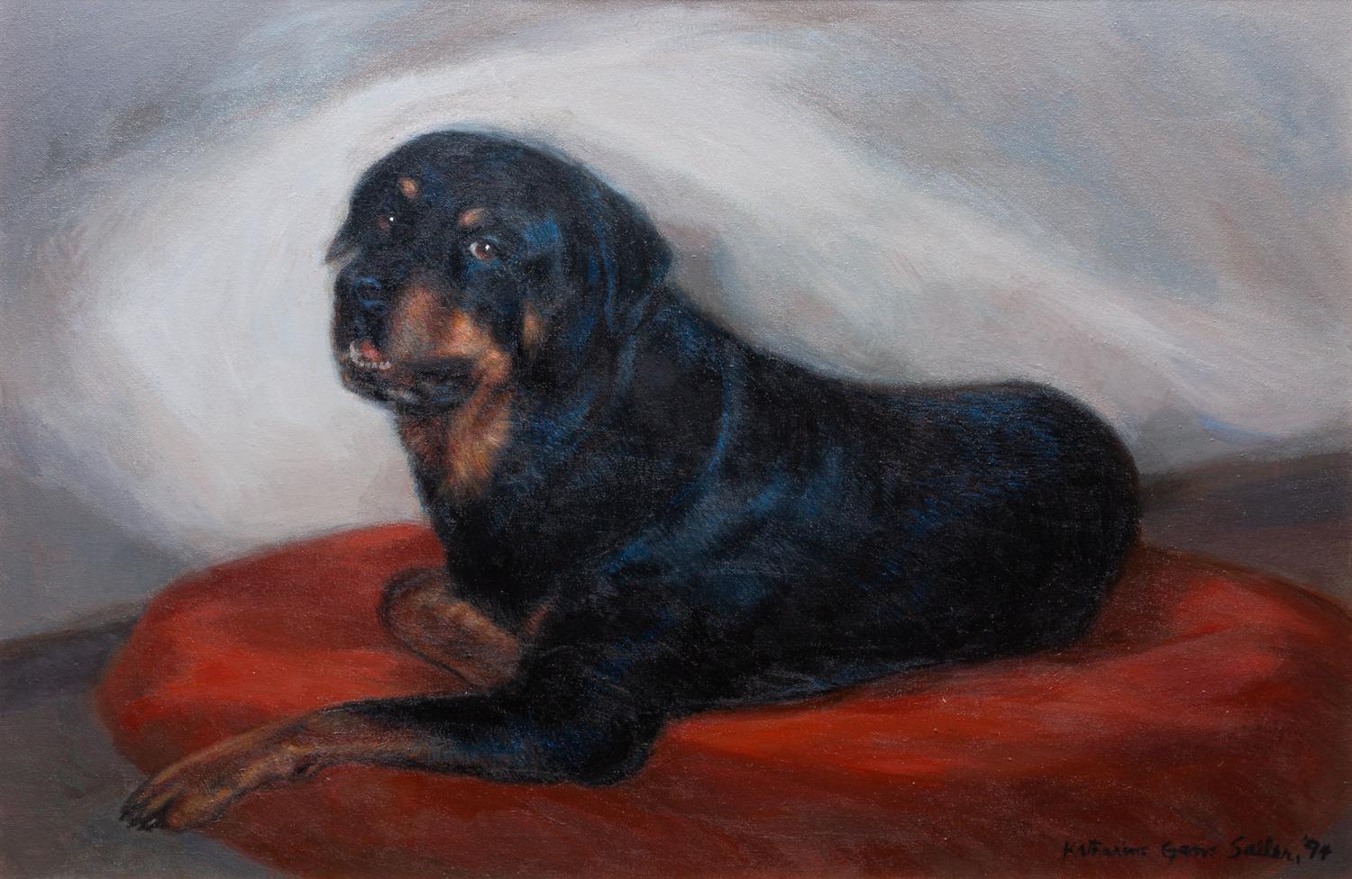 Three Rottweiler Paintings, , comprising Katherine Grove Sailer Anna Danzer Tilghman and Her Rottweiler, 1984 oil on canvas; Katherine
