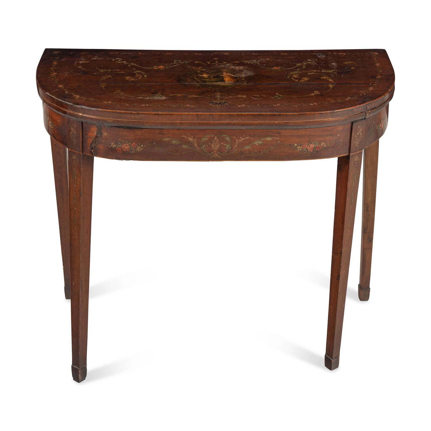 An English Painted Satinwood Game Table
