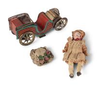 A D.R.G.M. Tin Car Toy with Doll and Original Box