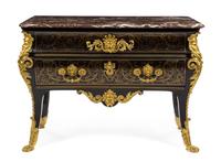 A Louis XV Gilt Bronze Mounted Ebony Commode