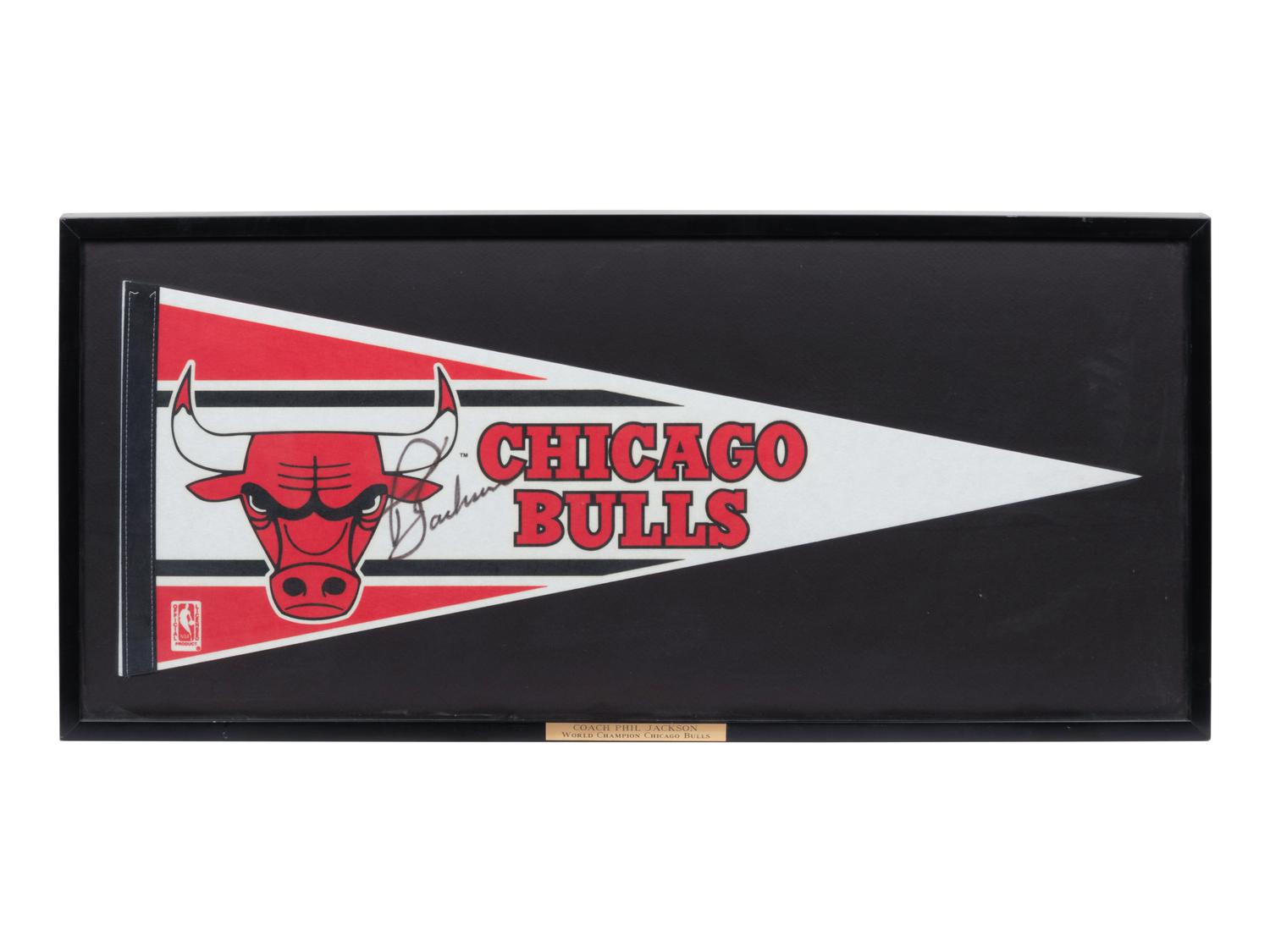 A Phil Jackson Signed Chicago Bulls Pennant,