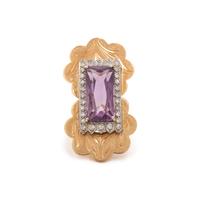 Amethyst, Diamond, and Yellow Gold Ring