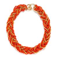 An 18 Karat Yellow Gold and Coral Bead Torsade Necklace, 57.08 dwts.
