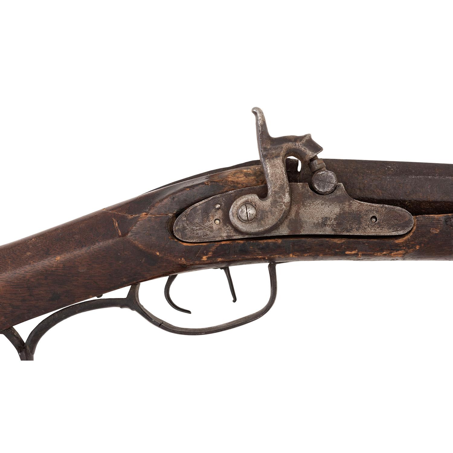 Fullstock Percussion Rifle by Conestoga Rifle Works with Applied "Hancock Richmond" Tobacco Tag Decorations