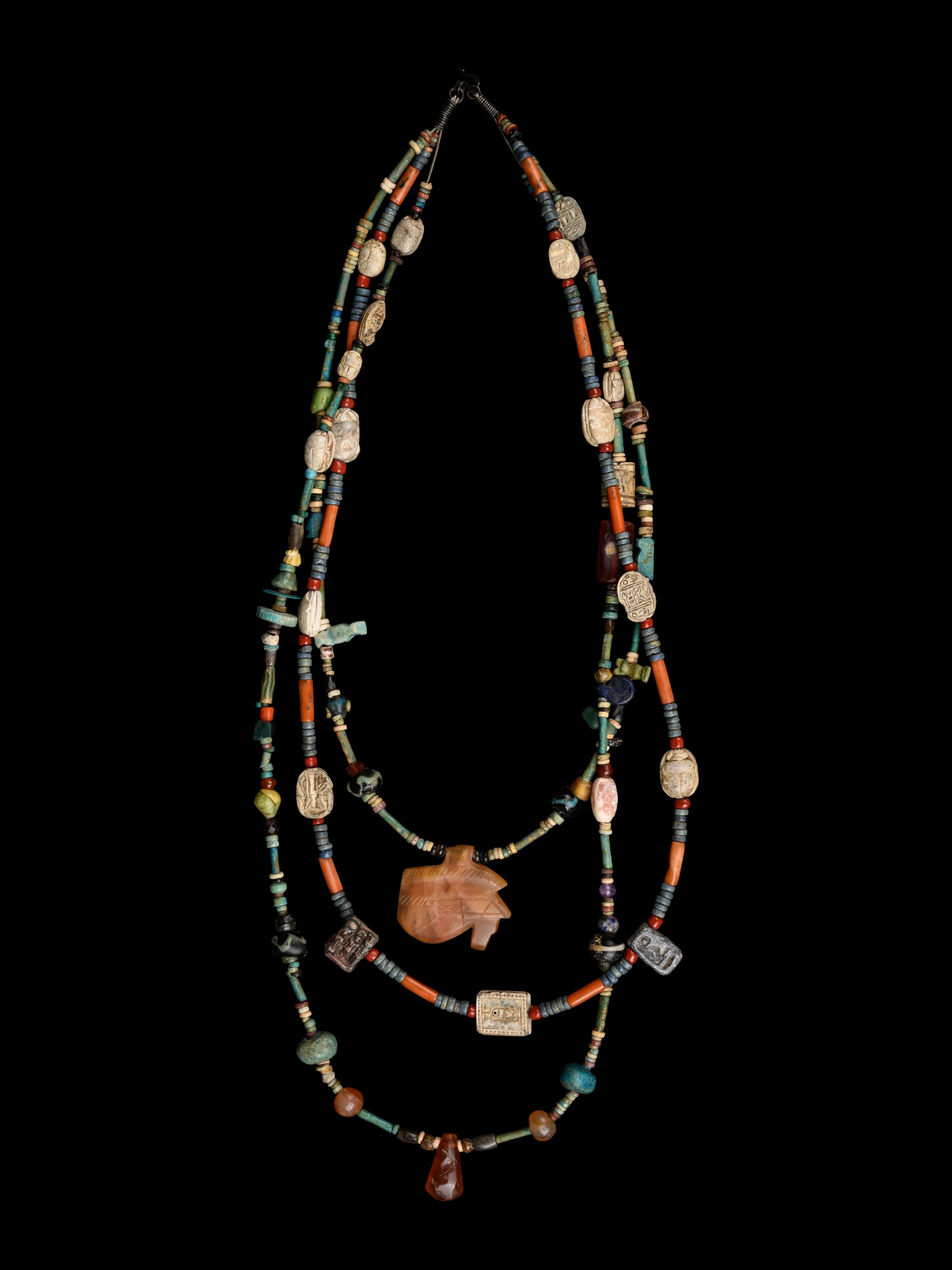 An Egyptian Stone and Faience Necklace