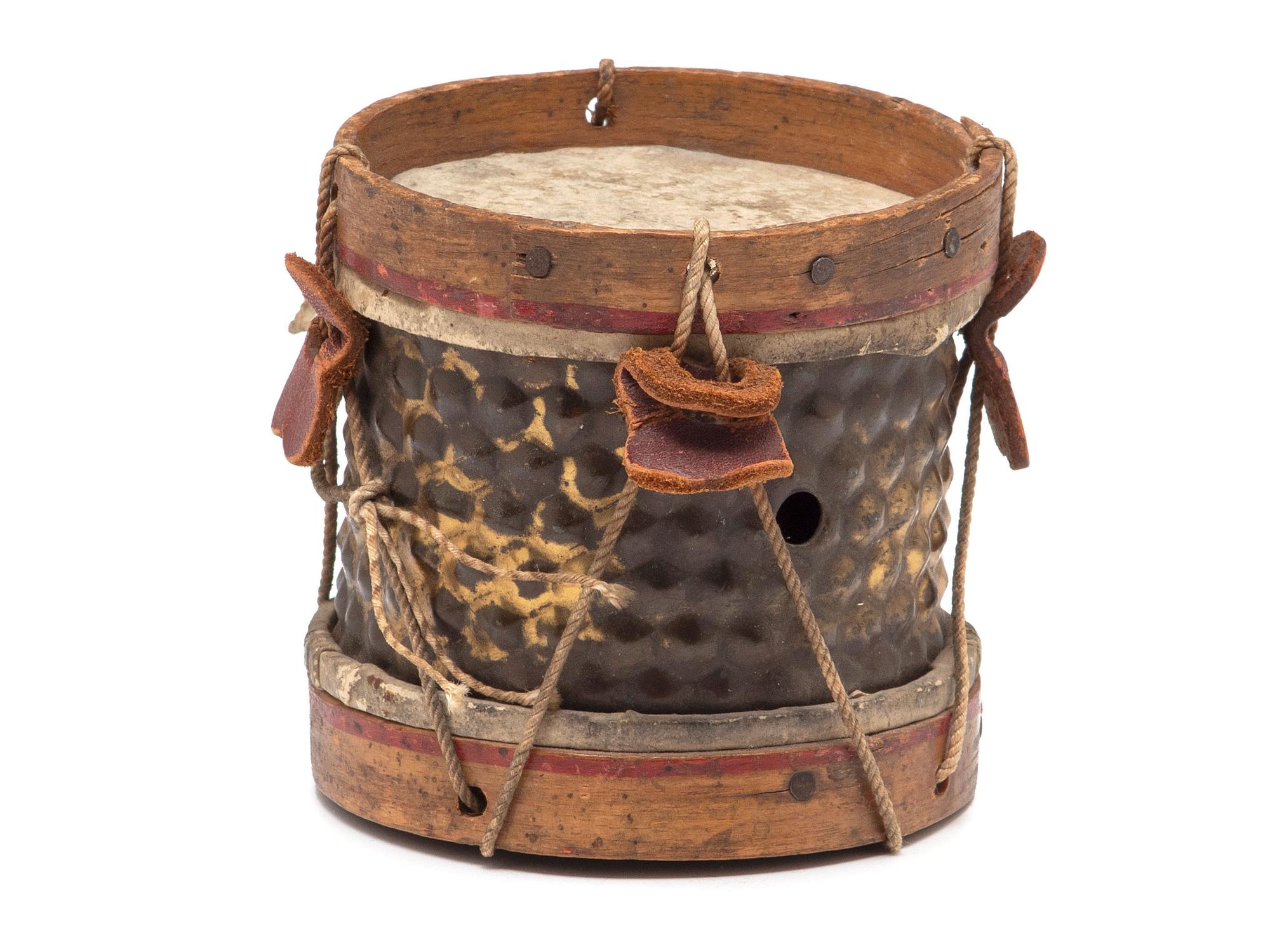 A Miniature Metal Mounted Snare Drum