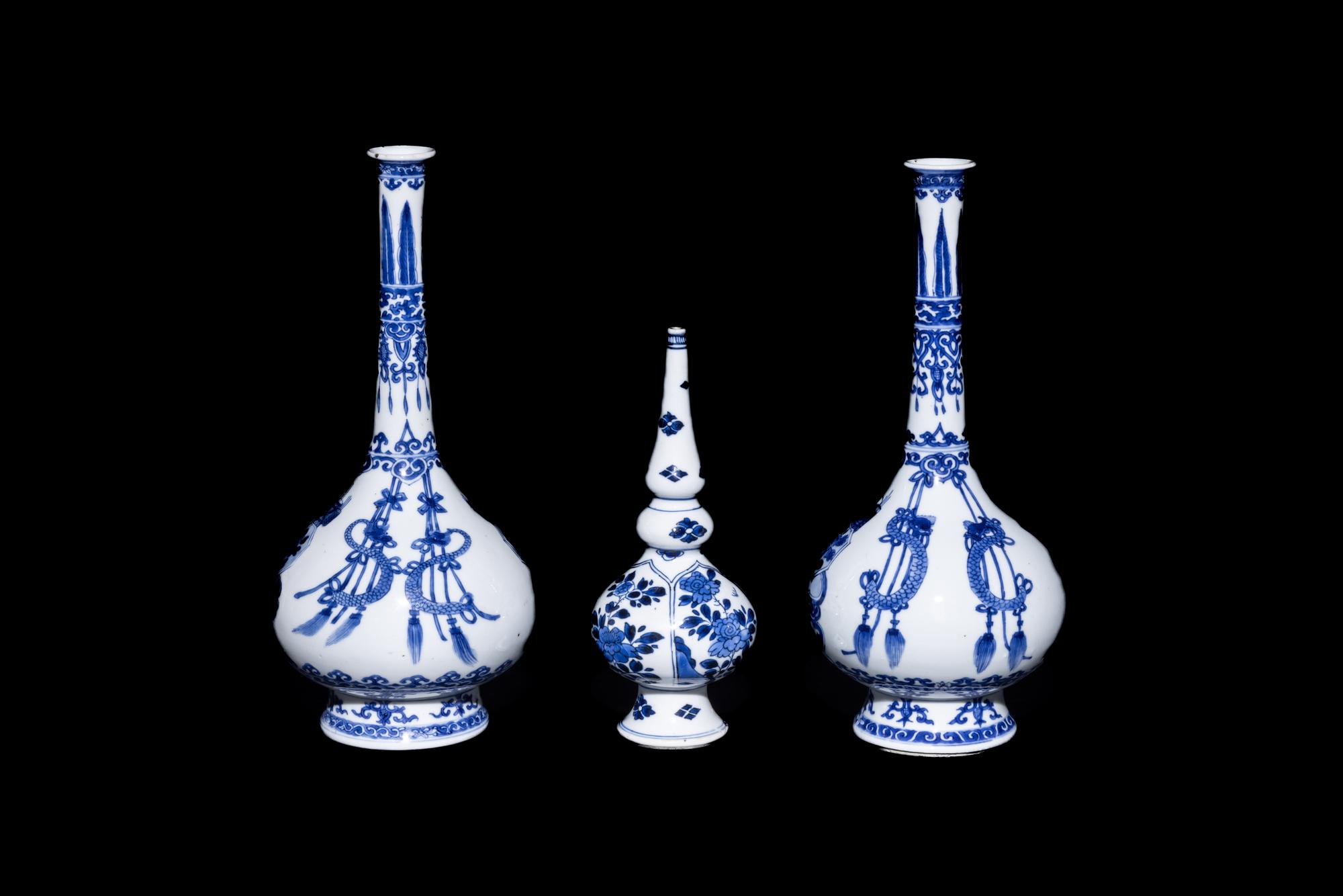Three Chinese Blue and White Porcelain Vases