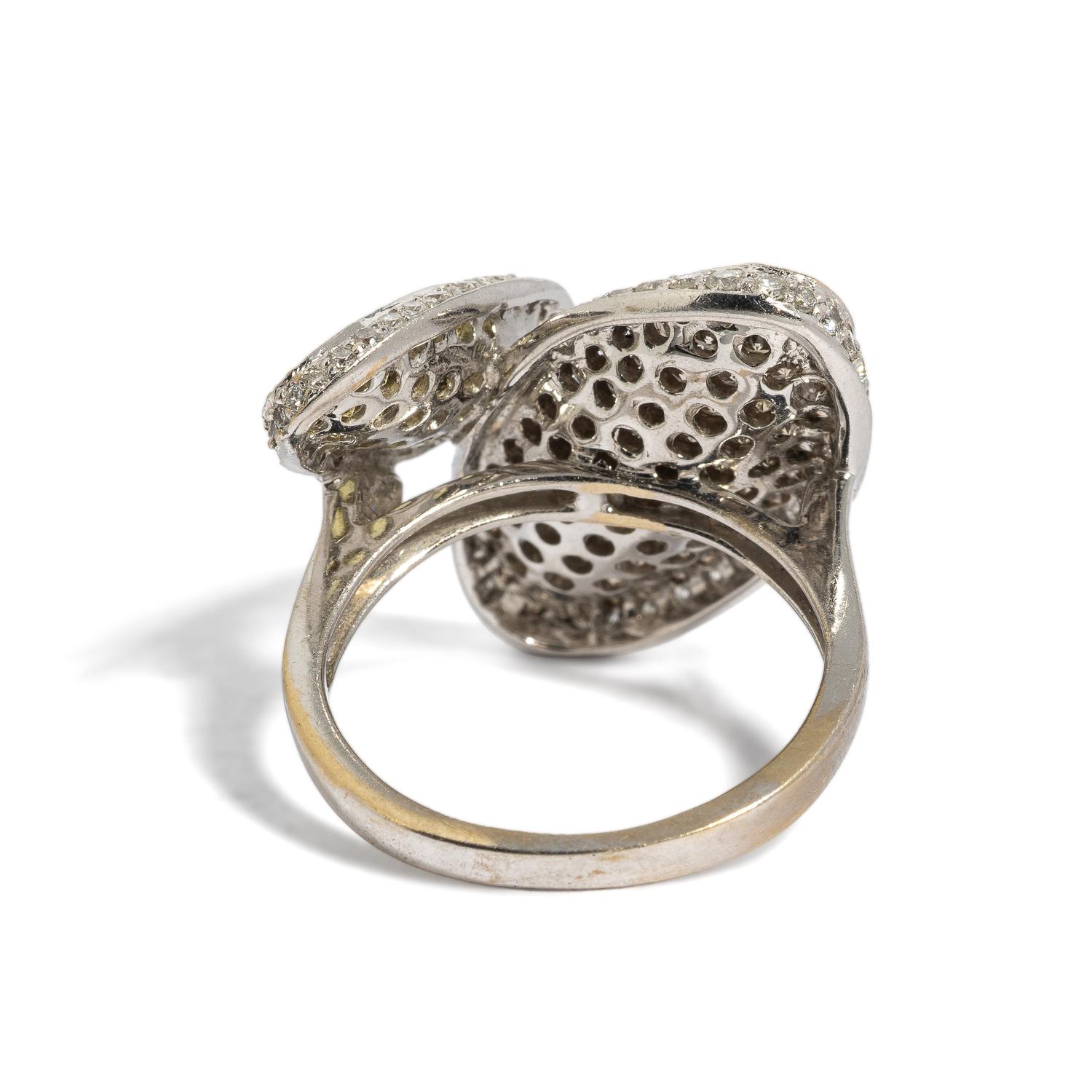 DIAMOND, COLORED DIAMOND, YELLOW SAPPHIRE, AND WHITE GOLD RING
