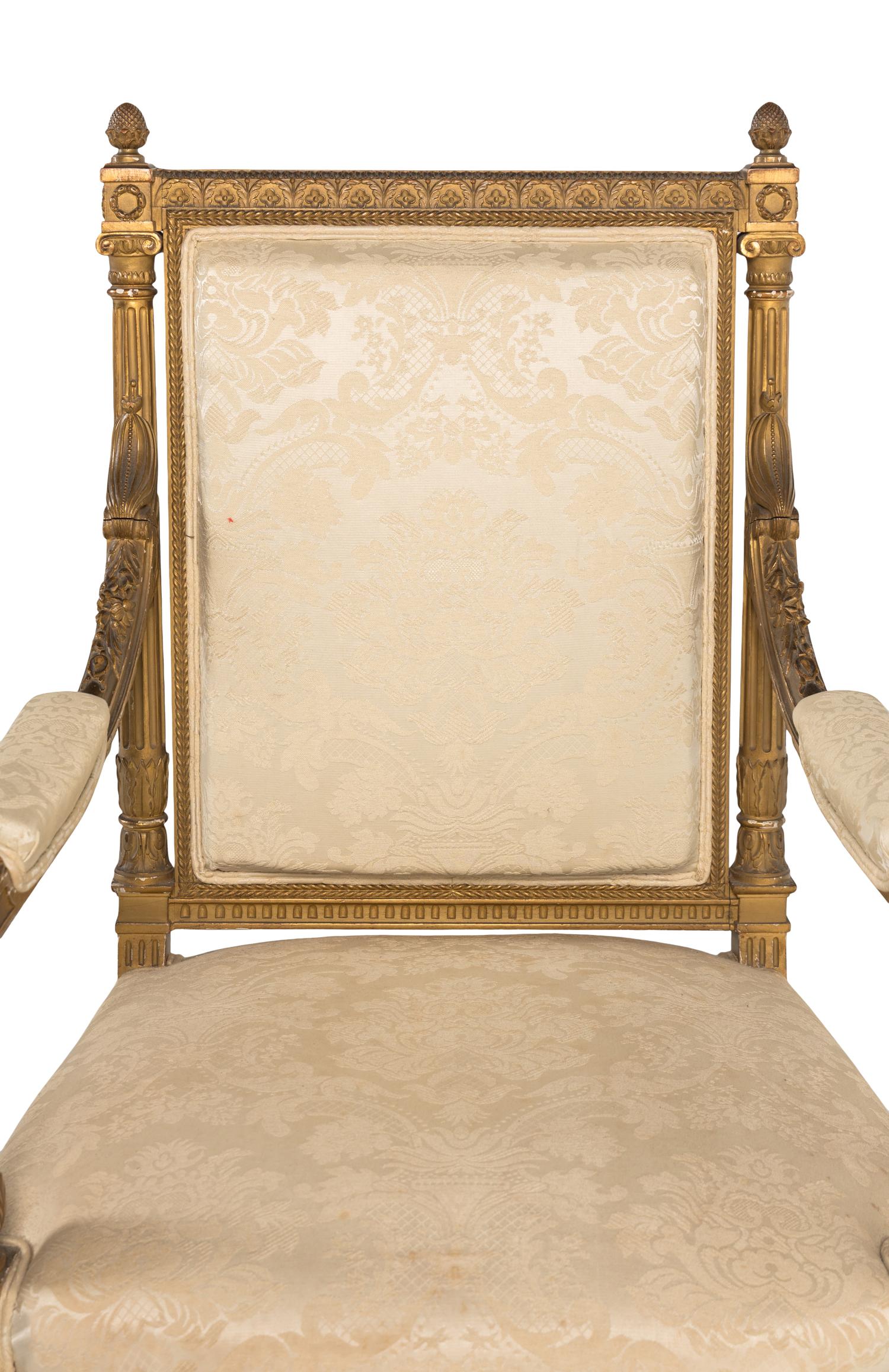 A Set of Four Louis XVI Style Giltwood Fauteuils