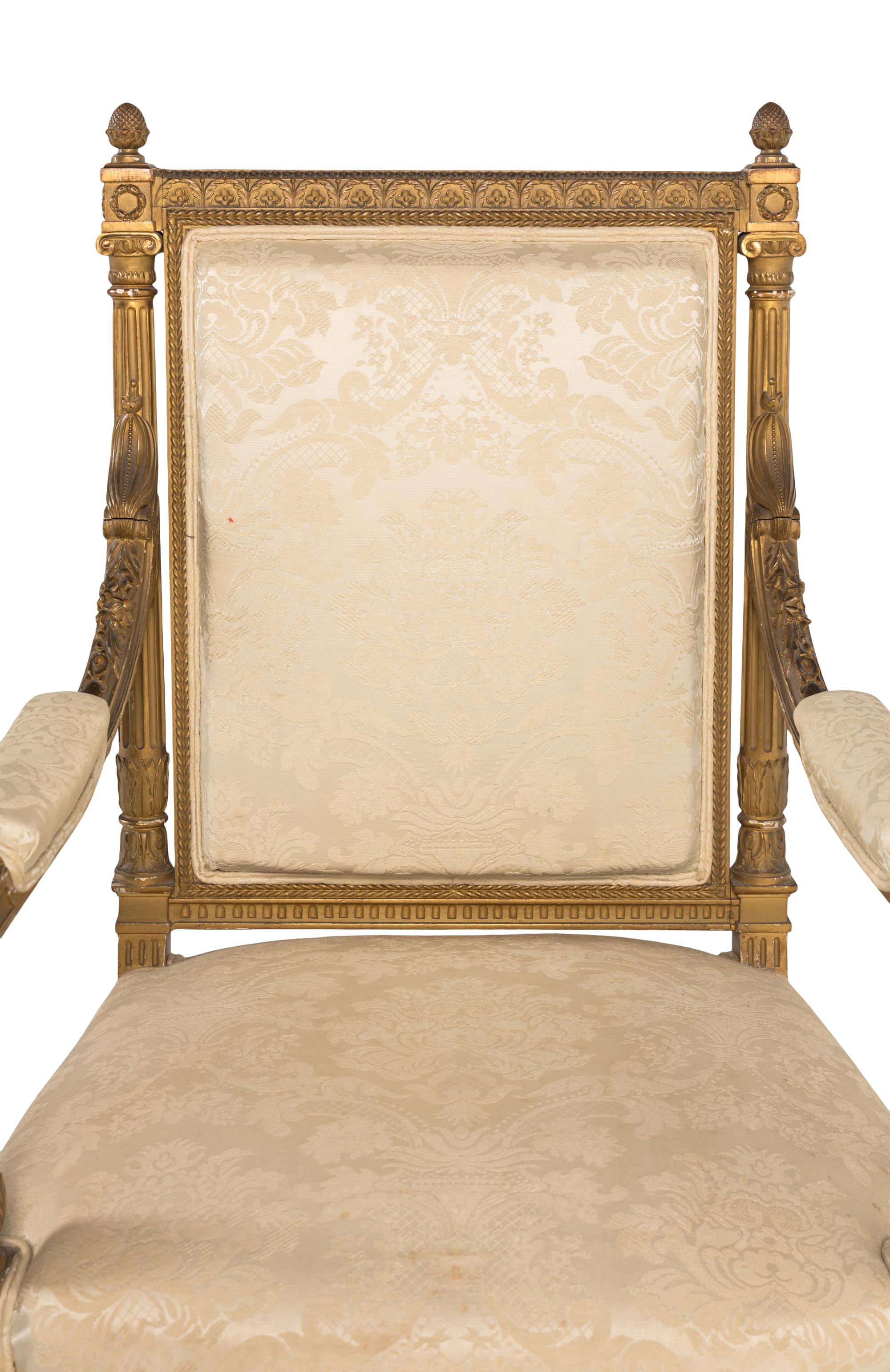 A Set of Four Louis XVI Style Giltwood Fauteuils