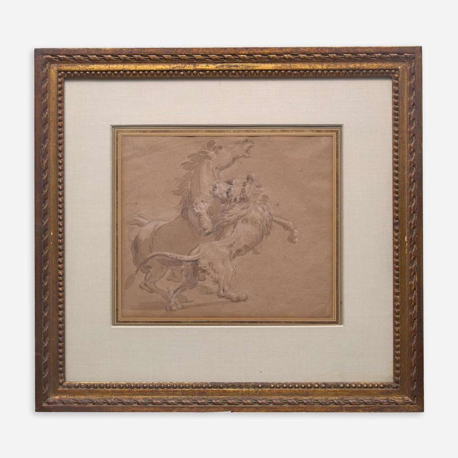 Attributed to Jean-Baptiste Oudry (French, 1686–1755) Lion Attaquant un Cheval