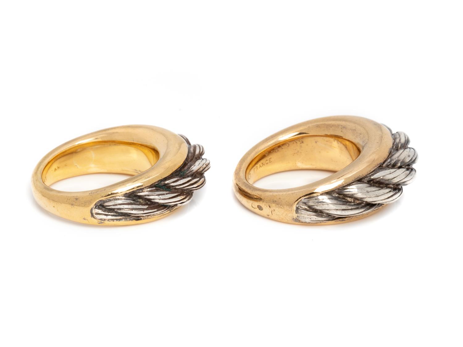 VAN CLEEF & ARPELS, PAIR OF YELLOW GOLD AND SILVER RINGS
