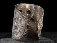 Large Navajo Fred Harvey Era Heavily Stamped Silver Cuff Bracelet