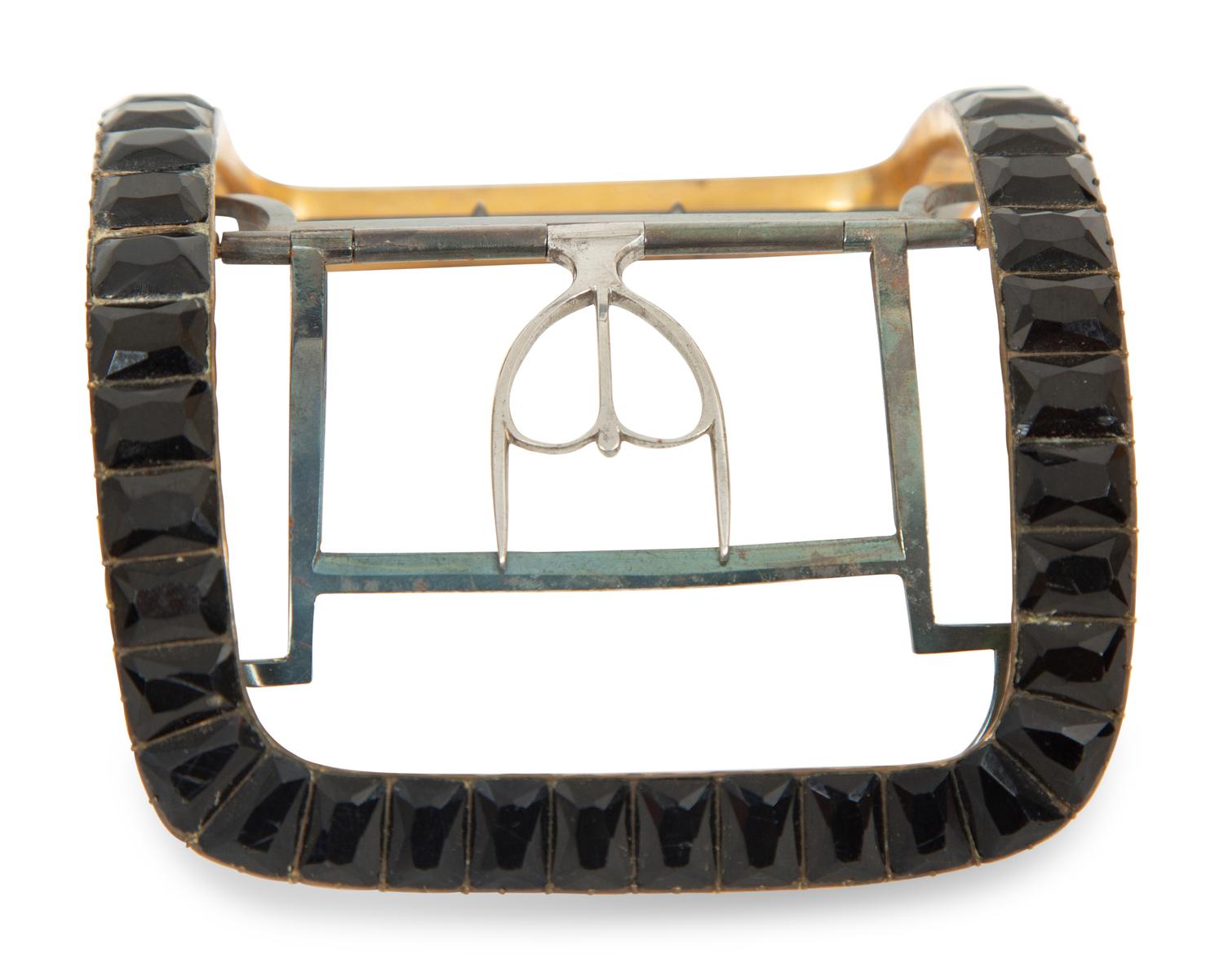 A Pair of Georgian Black Jet Stone Inlaid Shoe Buckles