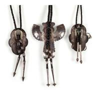 Navajo Silver and Turquoise Katsina and Dancer Bolo Ties