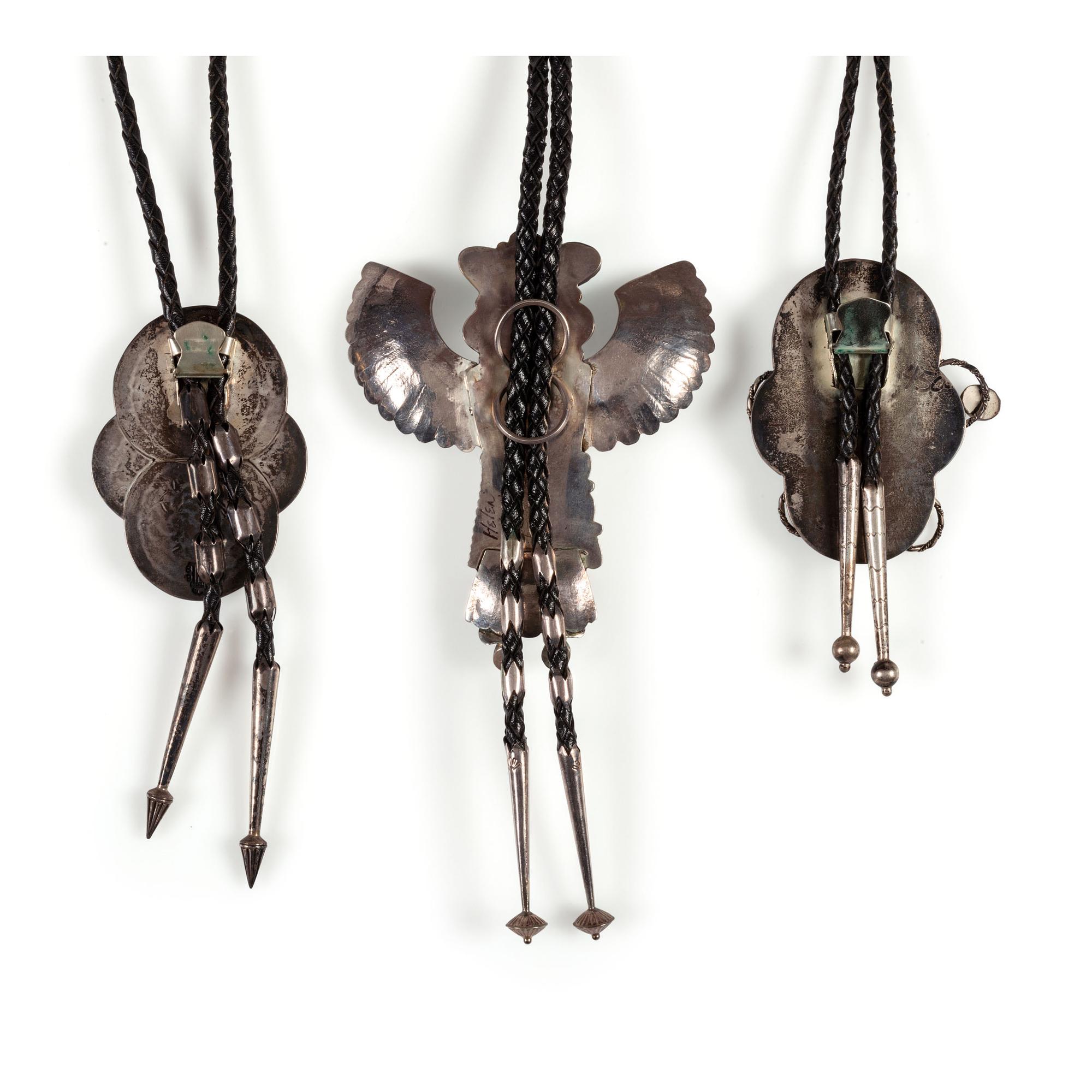 Navajo Silver and Turquoise Katsina and Dancer Bolo Ties