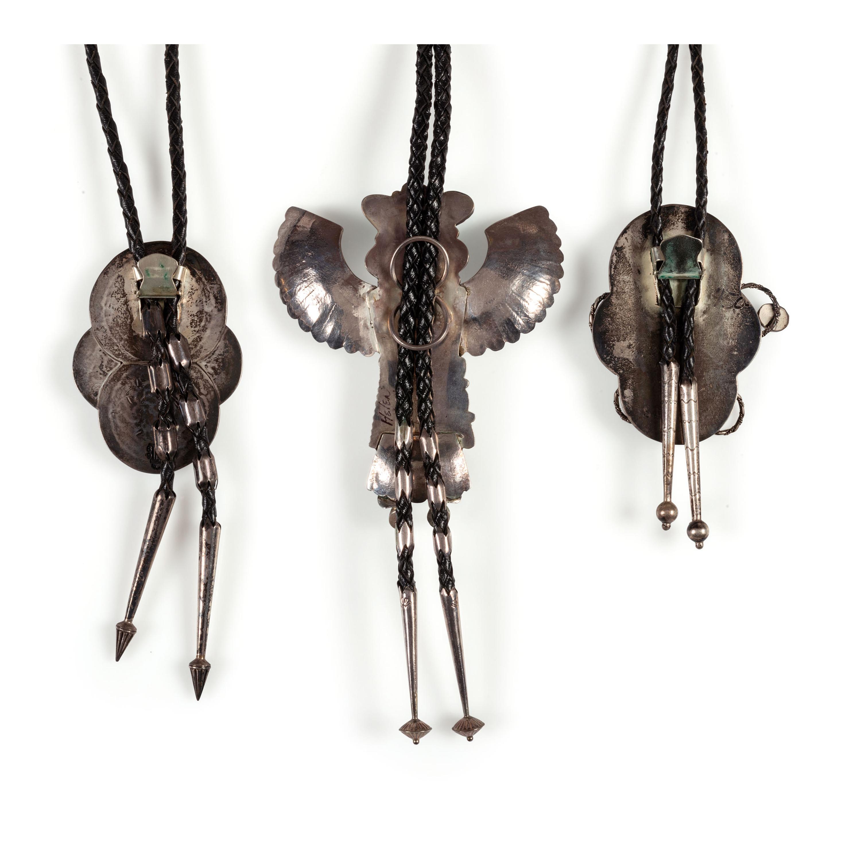 Navajo Silver and Turquoise Katsina and Dancer Bolo Ties