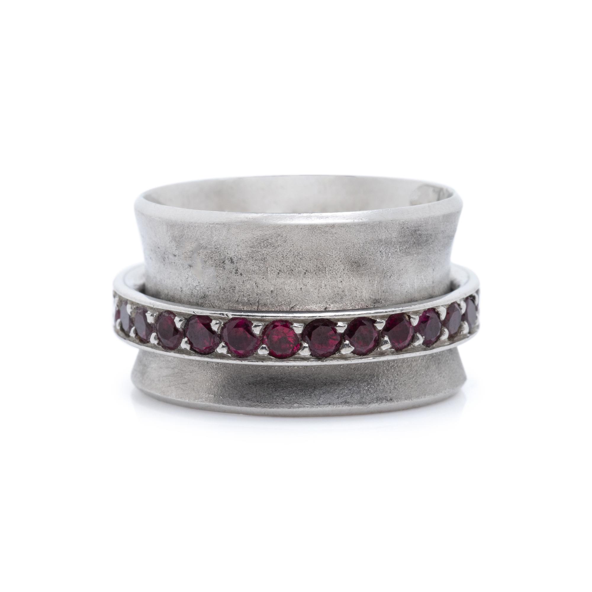GABRIEL OFIESH, PLATINUM AND RUBY 'ORBIT' RING