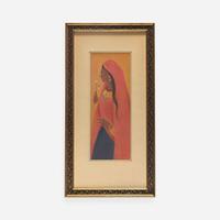 Abdur Rahman Chughtai (Pakistani, 1894-1975) Woman with Flower