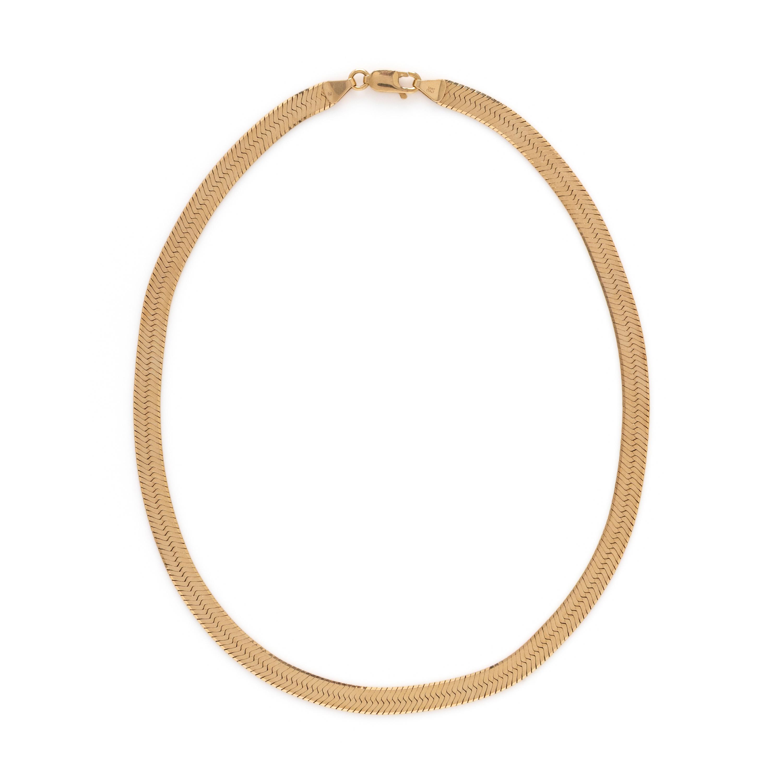 YELLOW GOLD HERRINGBONE CHAIN NECKLACE