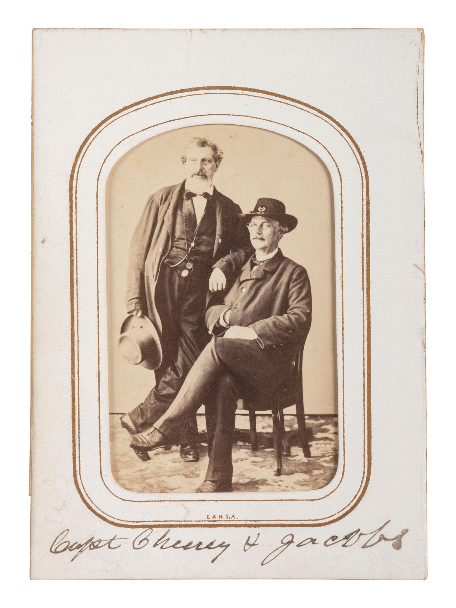 [CIVIL WAR]. JACOBS, Edward, photographer. CDV Captain George H. Cheney, 14th Maine Infantry, and photographer Edward Jacobs. New Orleans, LA: n.d.