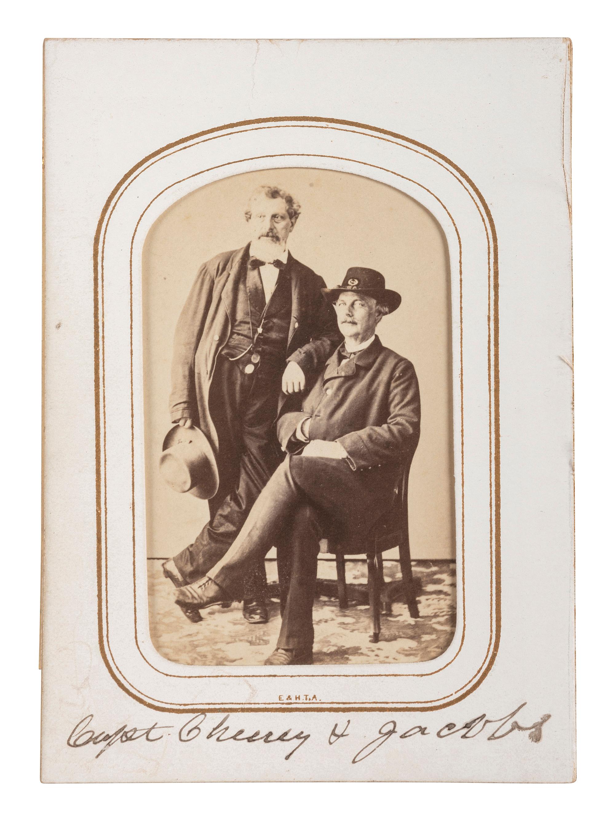 [CIVIL WAR]. JACOBS, Edward, photographer. CDV Captain George H. Cheney, 14th Maine Infantry, and photographer Edward Jacobs. New Orleans, LA: n.d.