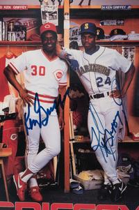 A Ken Griffey Jr. and Ken Griffey Sr. Signed Autograph Griffey The Next Generation Photograph With Period Signatures (Beckett Authentication Services Letter BAS Certified),