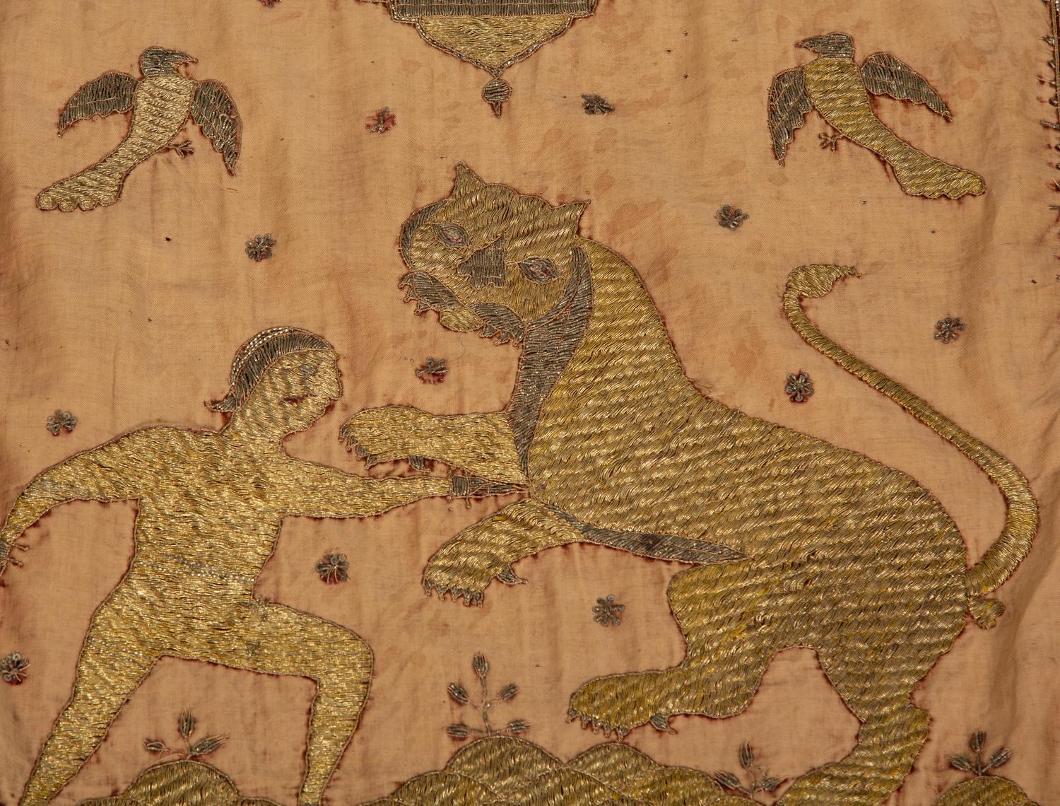 A Southeast Asian Gilt-Thread-Embroidered Panel