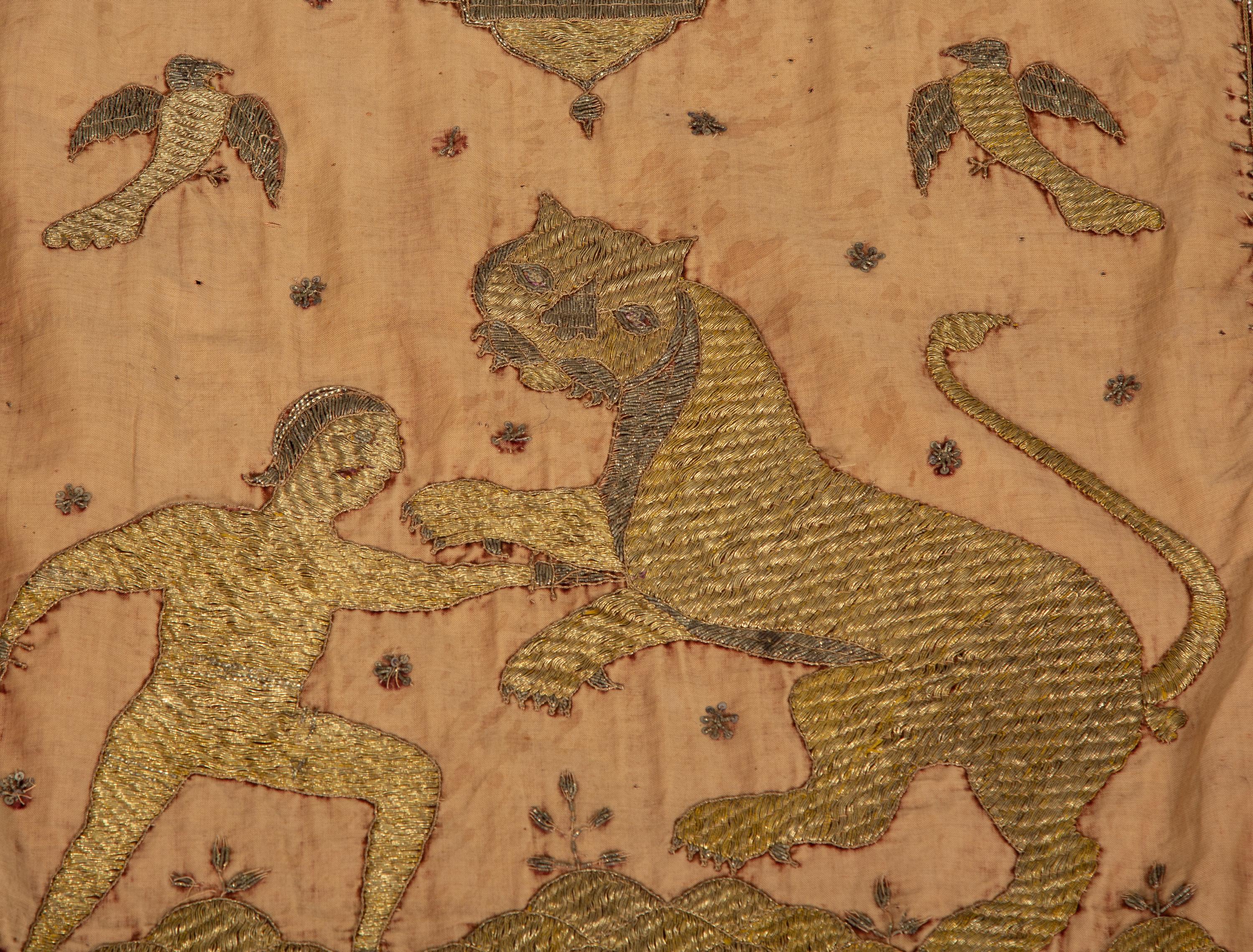 A Southeast Asian Gilt-Thread-Embroidered Panel