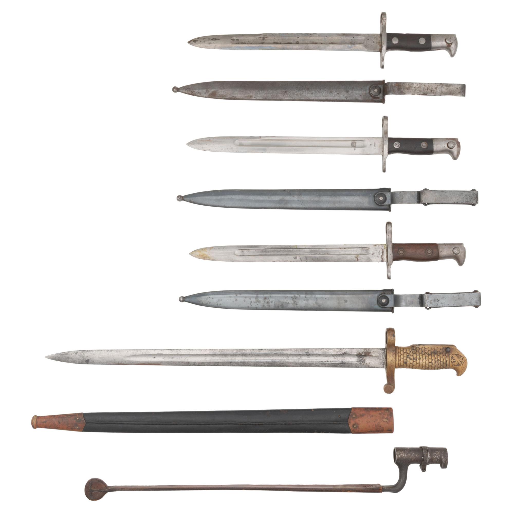 5 US Bayonets: (3) M1892 Krag, (1) M1870 Navy Rifle & (1) Type III Socketed Fencing Bayonet