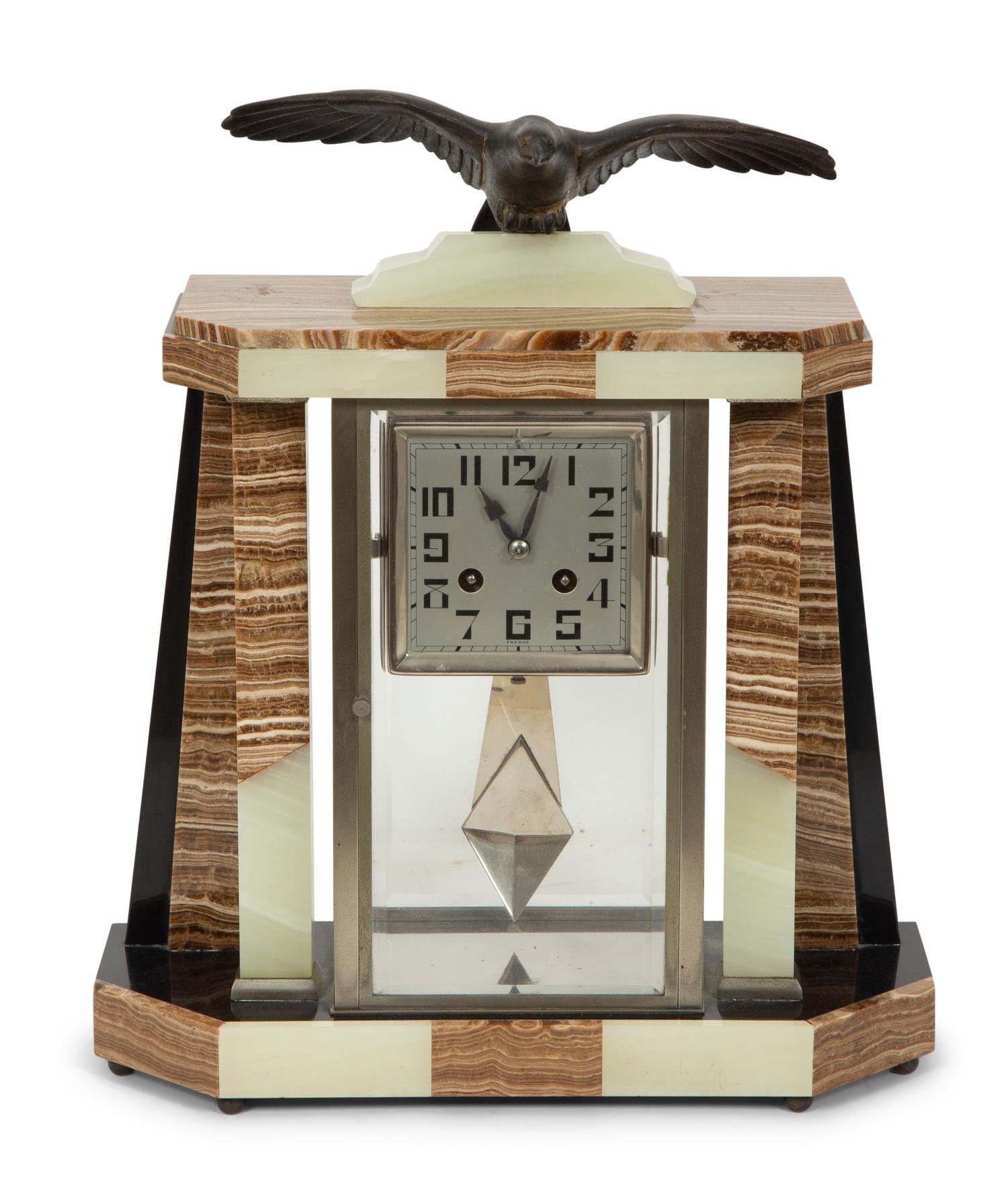 A French Art Deco Onyx Mantel Clock