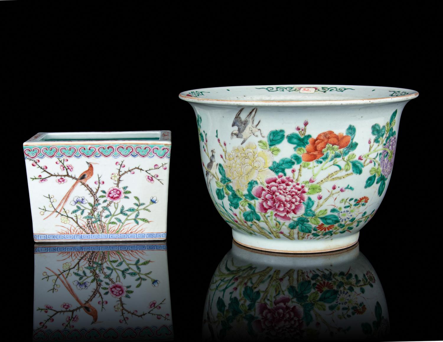 Two Famille Rose Porcelain Planters