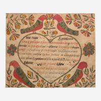 A Fraktur birth record for Anna Maria Koppenhever, Dauphin County Johann Conrad Trevitts (active 1775-1825)