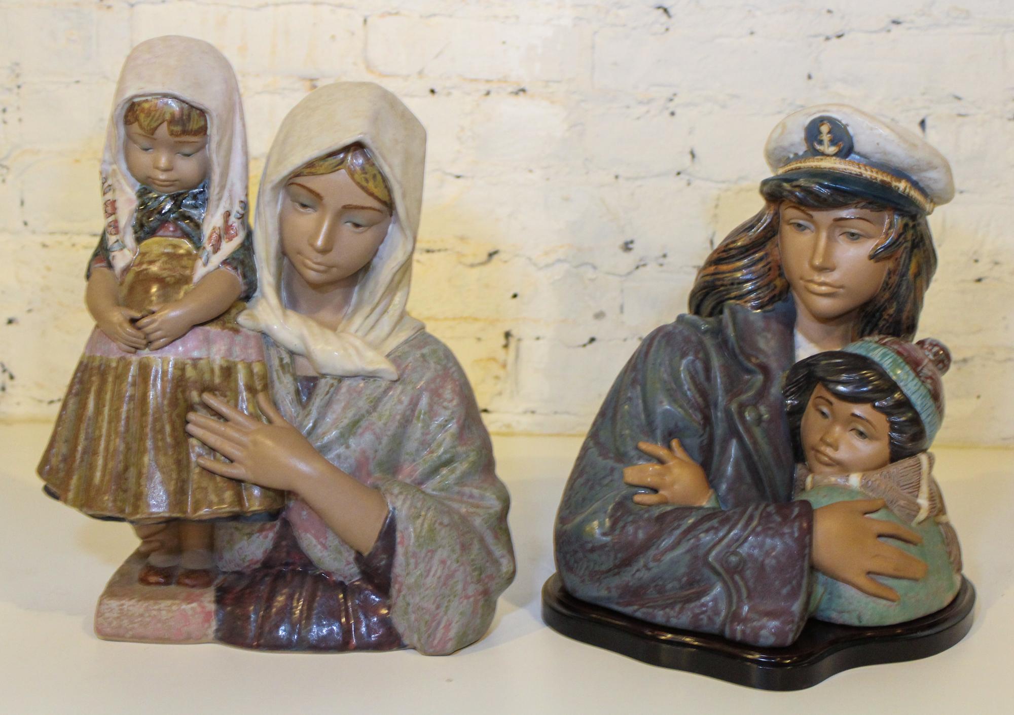 Two Lladro Figural Groups of Parents and Children. Height of taller 12 1/2 inches.
