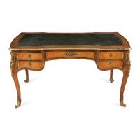 A Louis XV Style Gilt Bronze Mounted Kingwood Bureau Plat