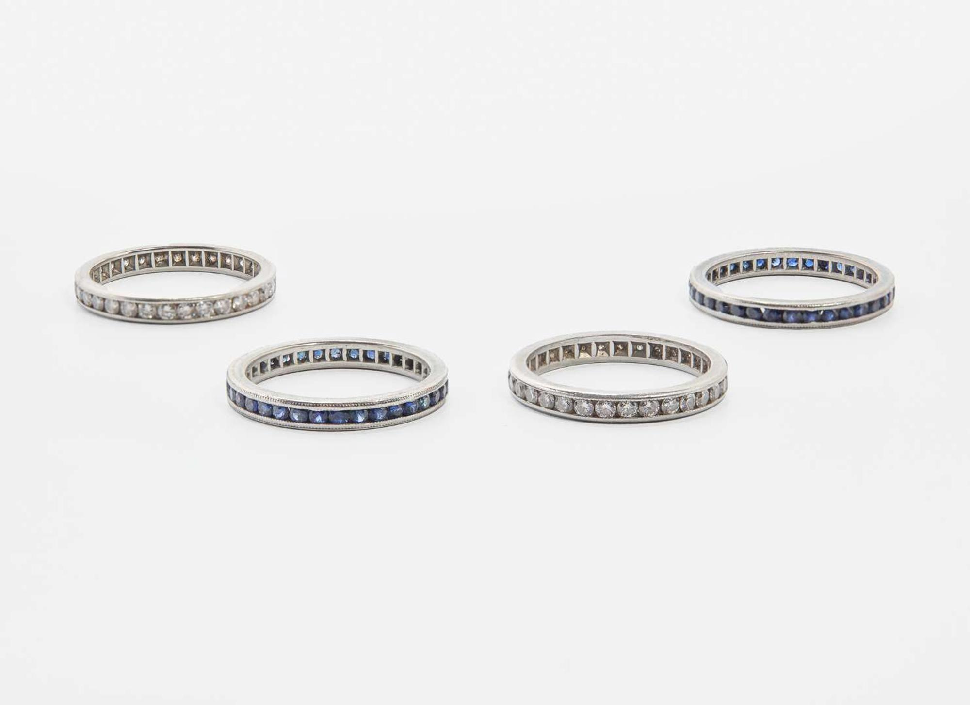 A Set of Sapphire and Diamond Eternity Bands