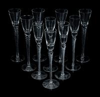 An Assembled Set of Ten Twist-Stem Cordials