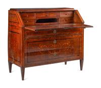An Italian Walnut and Marquetry Slant-Front Bureau