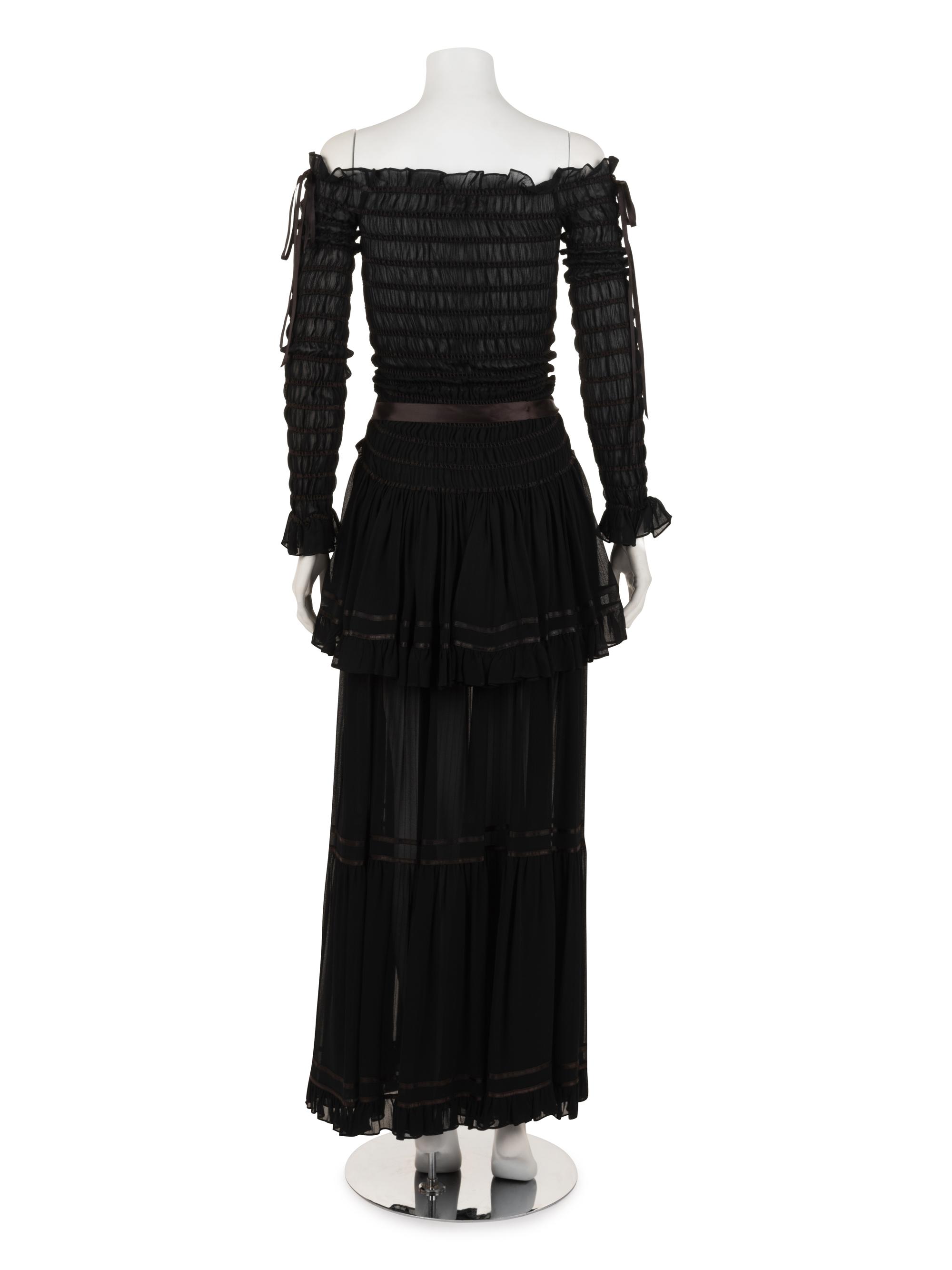 Saint Laurent Rive Gauche Crepe Two-Piece Skirt Ensemble, 1970s-80s