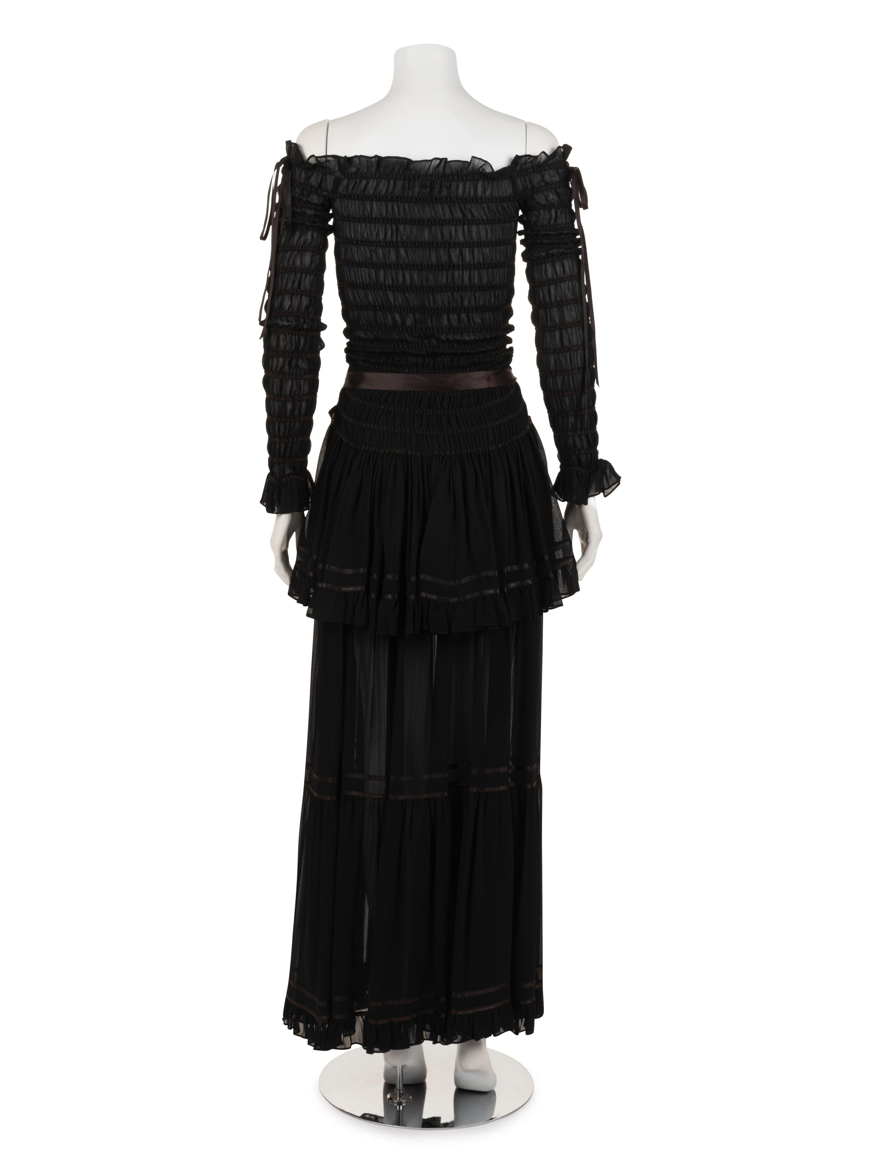 Saint Laurent Rive Gauche Crepe Two-Piece Skirt Ensemble, 1970s-80s
