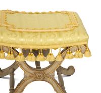 A Pair of Italian Gray-Painted and Parcel Gilt Stools