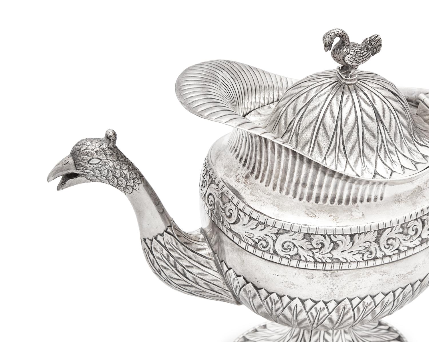 An Assembled Brazilian Four-Piece Silver Tea Service